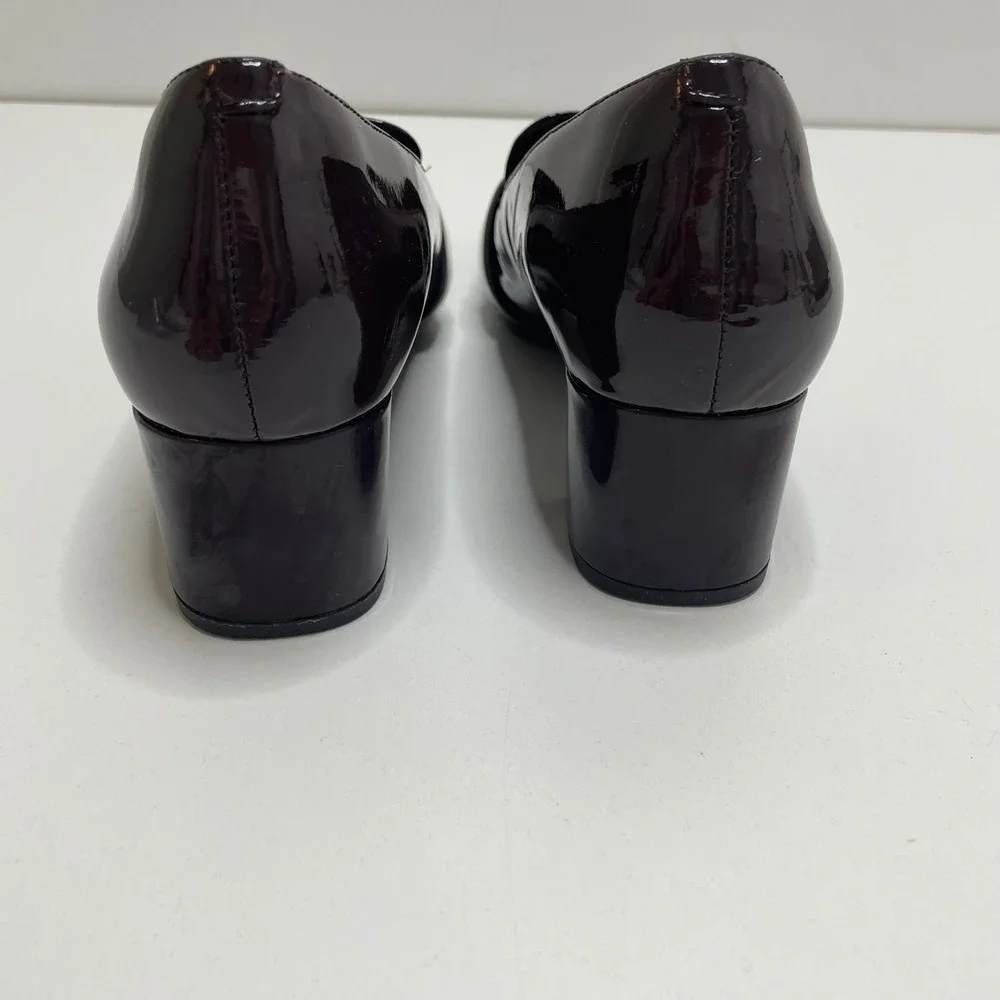 Clarks Colorblock Patent Leather Block Loafer Pump 9 Dark Academia Preppy Office - Picture 7 of 13